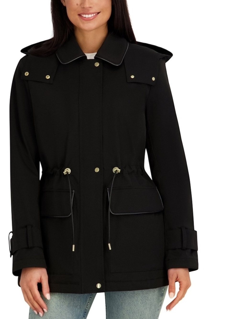 Cole Haan Black Utility Jacket with Drawstring Waist Size M